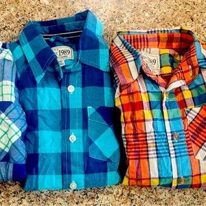 The Children's Place Blue and Multicolor Plaid Button-Down Shirts-set of 4